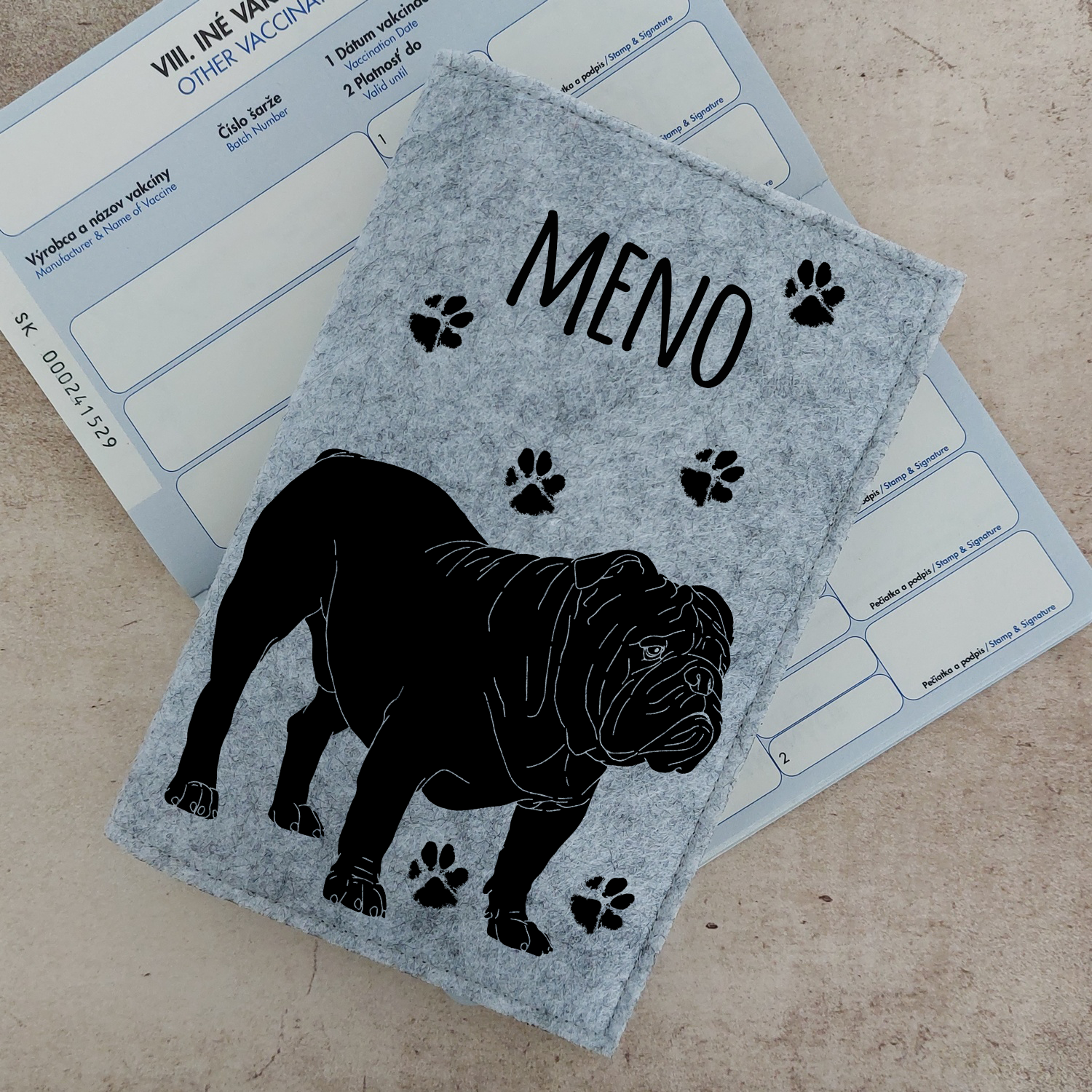 Obal na očkovací preukaz (petpass) anglický buldog