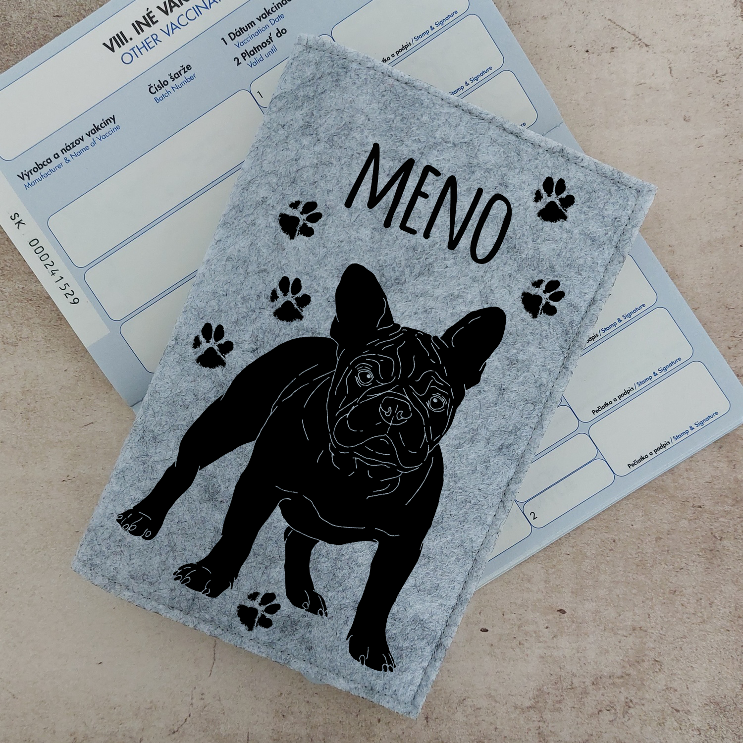 Obal na očkovací preukaz (petpass) francúzsky buldoček