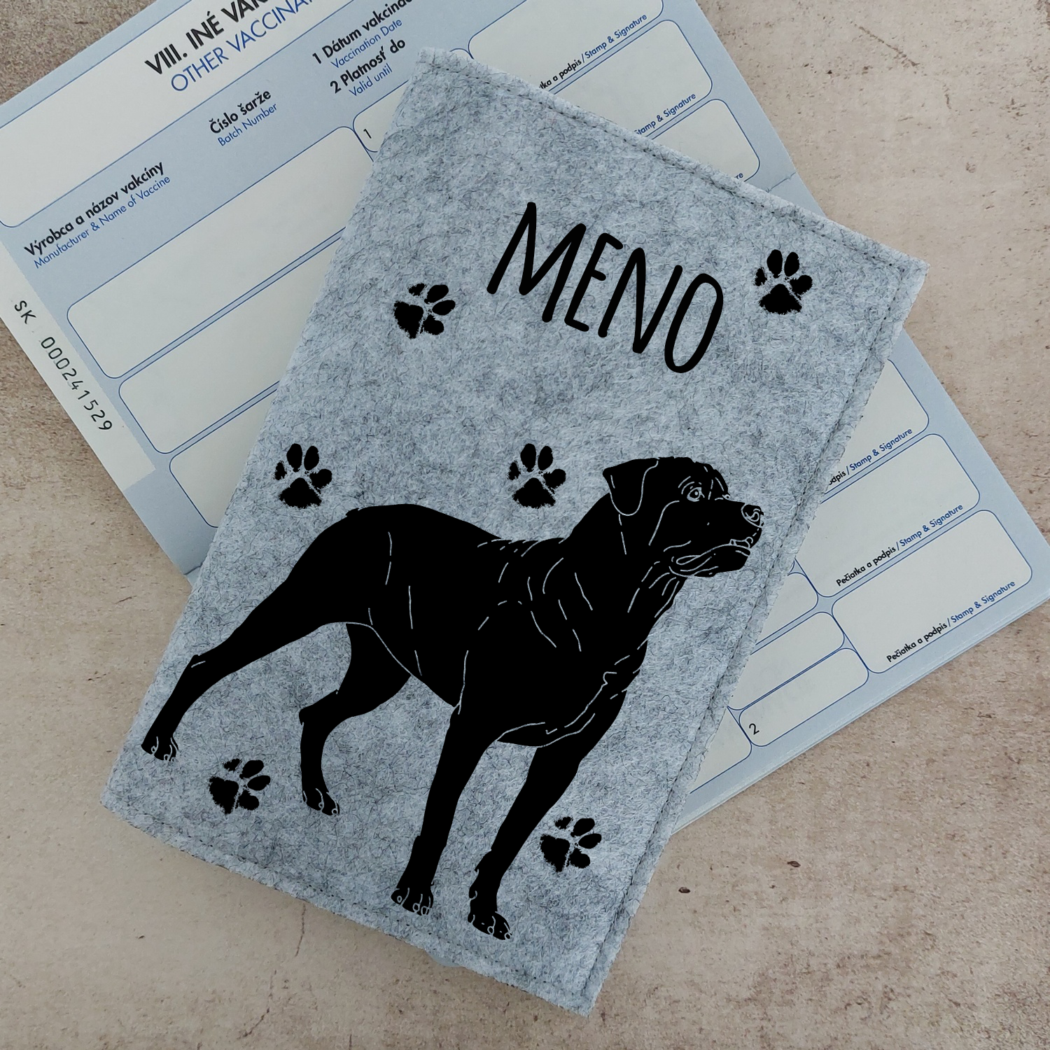 Obal na petpass Rotvajler s menom