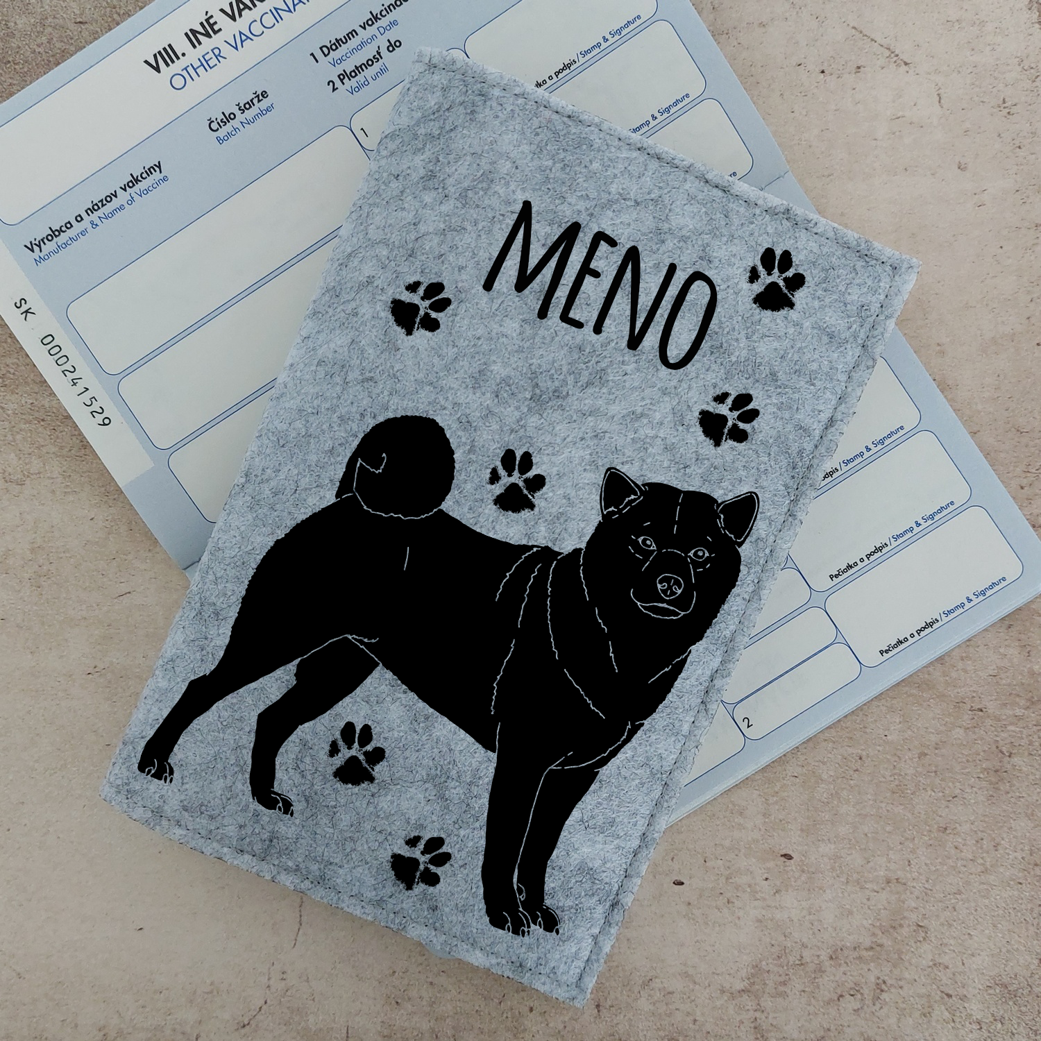 Obal na petpass Shiba inu s menom