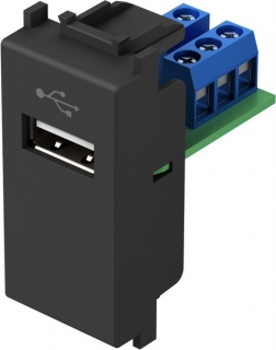 USB zásuvka typu 1M, čierna matná, KM51SB-U