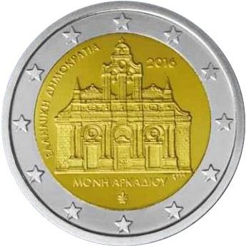 2 euro 2016 Grécko cc.UNC, výročie vypálenia kláštora Arkadi