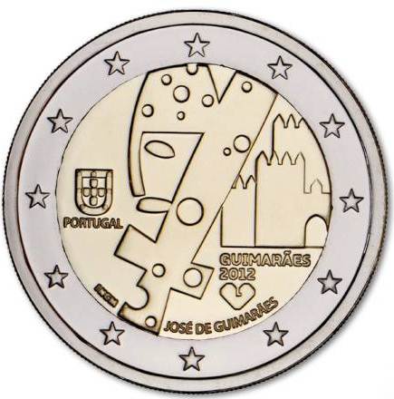 2 euro 2012 Portugalsko cc.UNC, mesto Guimaraes