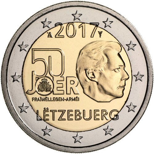 2 euro 2017 Luxembursko cc.UNC dobrovoľná vojenská služba 