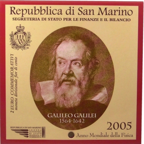 2 euro 2005 San Marino BU karta , Galileo Galilei