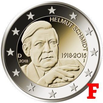 2 euro 2018 F Nemecko cc.UNC, Helmut Schmidt 