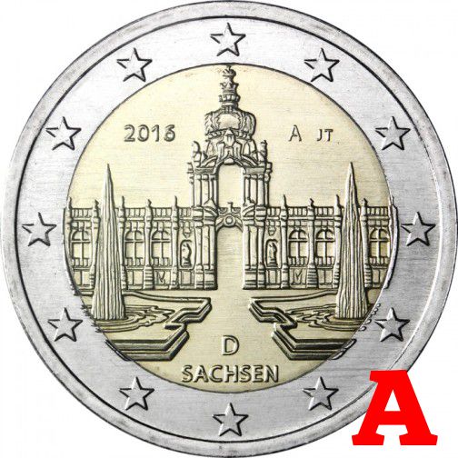 2 euro 2016 A Nemecko cc.UNC, Sasko