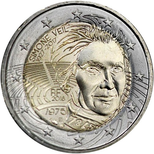 2 euro 2018 Francúzsko cc.UNC, Simone Veil 