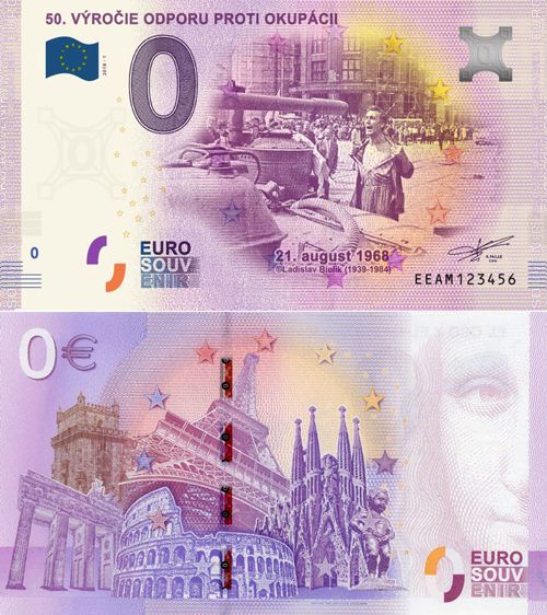 0 euro suvenír 2018/1 Slovensko UNC 50. Výročie odporu proti okupácii