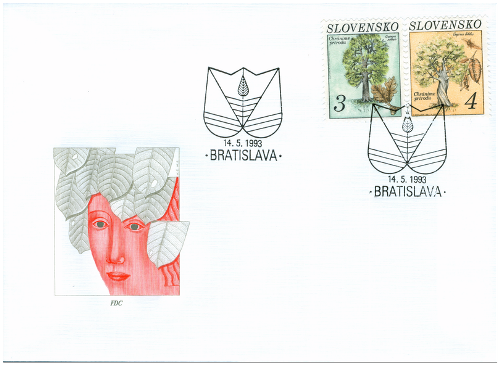 FDC 1993, Hrab obyčajný (Carpinus betulus) a Dub letný (Quercus robur) (FDC7)