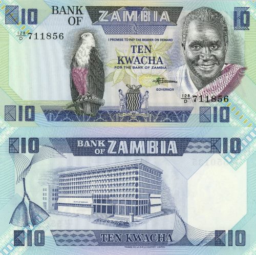 10 Kwacha 1986-88 Zambia UNC séria 128/D
