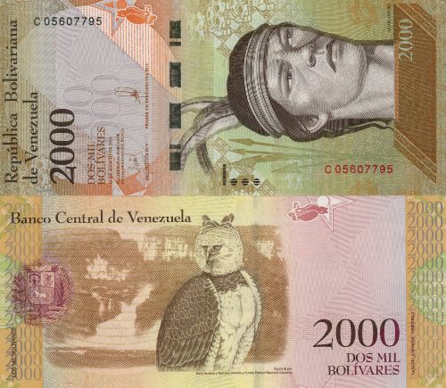2000 Bolívares 2016 Venezuela UNC séria C