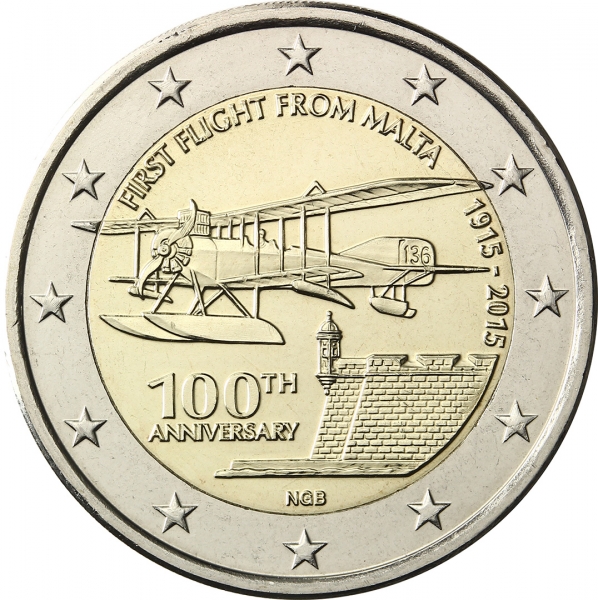 2 euro 2015 Malta cc.UNC, Prvý let z Malty