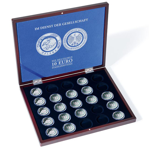Kazeta VOLTERRA UNO de Luxe, na 25 mincí Nemecko 10 euro v kapsli, mahagón IN