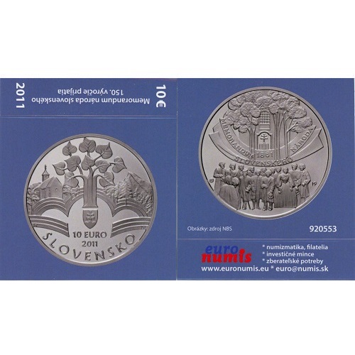 Papierový prebal na 10 euro 2011 Slovensko PROOF Memorandum