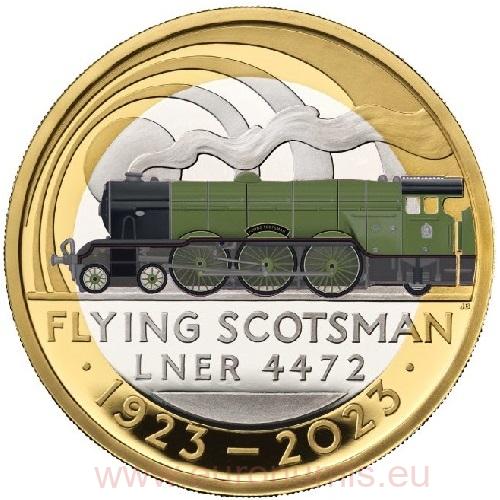 2 Pounds 2023 Anglicko PROOF farbená Flying Scotsman