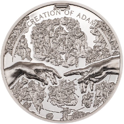 5 Dollars 2023 Cook Islands PROOF farbená 1 Oz Ag X-Ray Creation of Adam 