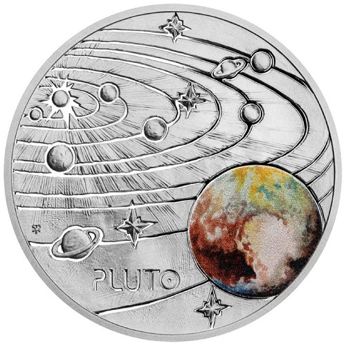 Dollar 2022 Niue PROOF farbená 1 Oz Ag Pluto