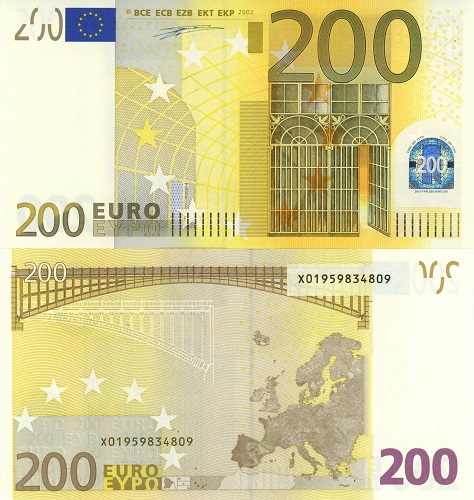 200 euro 2002 EU UNC, Willem F. Duisenberg X/R006D4 (Nemecko)