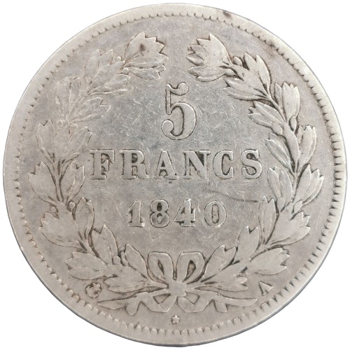 5 Francs 1840 Francúzsko Ľudovít Filip I