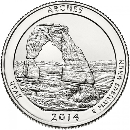 Quarter Dollar 2014 S USA UNC, Arches National Park
