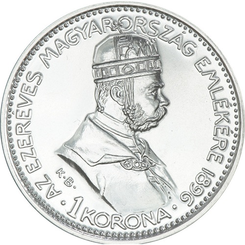 Strieborná medaila, Miléniová koruna 1896 / 2025 (etua modrá)