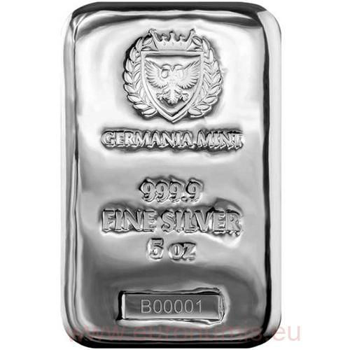 Investičná tehlička - Strieborná tehlička 5 Oz 999.9 Germania Mint