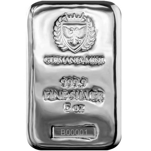 Investičná tehlička - Strieborná tehlička 5 Oz 999.9 Germania Mint