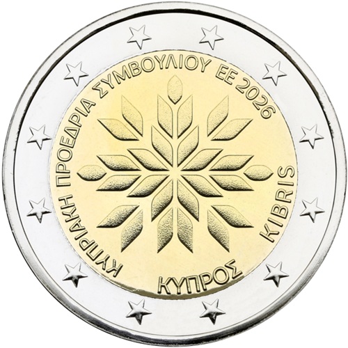 2 euro 2026 Cyprus cc.UNC, predsedníctvo v Rade EÚ