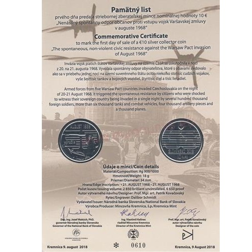 Pamätný list 2018, August 1968