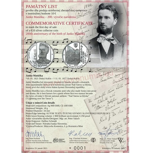 Pamätný list 2021, Janko Matuška