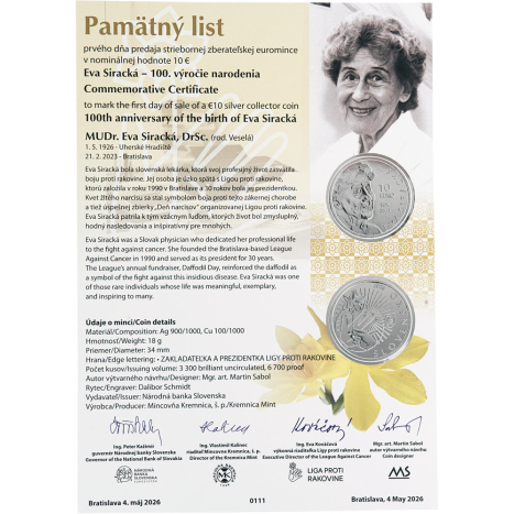 Pamätný list 2026, Eva Siracká