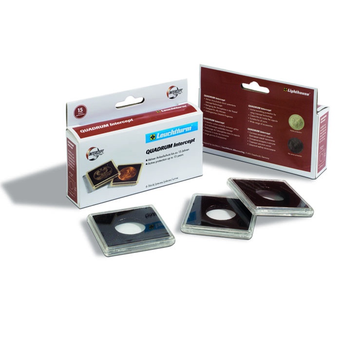Kapsle QUADRUM INTERCEPT na mince 26 mm, 6ks/bal, čierne (QUADRUMI26) IN