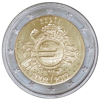 2 euro 2012 Estónsko cc.UNC 10 Rokov Euro Meny