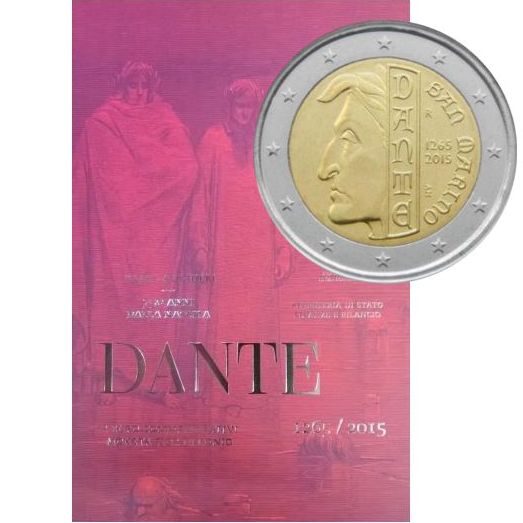 2 euro 2015 San Maríno BU karta , Dante Alighieri