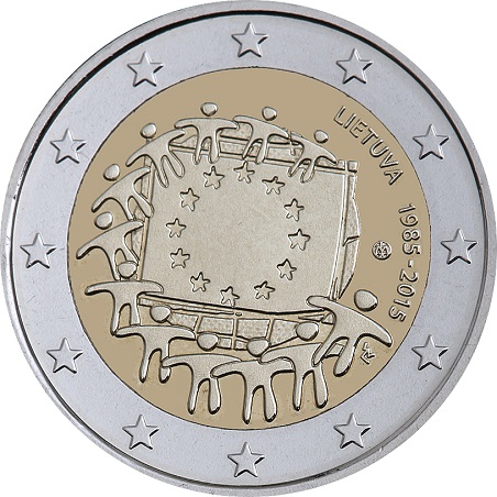 2 euro 2015 Litva cc.UNC, Európska vlajka