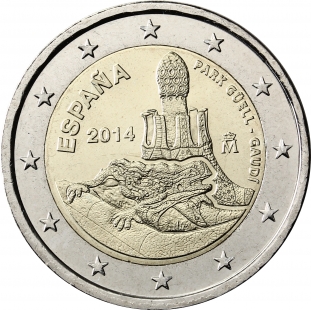 2 euro 2014 Španielsko cc.UNC, Park Güell