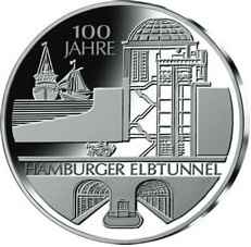 10 EURO 2011 Nemecko UNC Elbtunnel