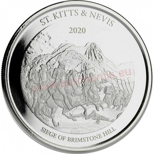 2 Dollars 2020 St.Kitts and Nevis BU 1 Oz Ag Brimstone Hill