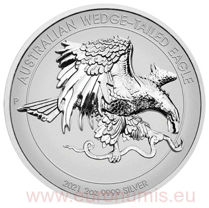 2 Dollars 2021 Austrália PROOF Ultra High Relief 2 Oz Ag Wedge-Tailed Eagle