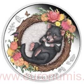 50 Cents 2021 Austrália PROOF 1/2 Oz Ag Dreaming Tasmanian Devil 