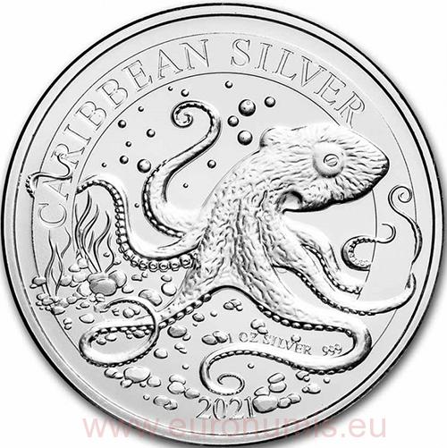 Dollar 2021 Barbados BU 1 Oz Ag Octopus
