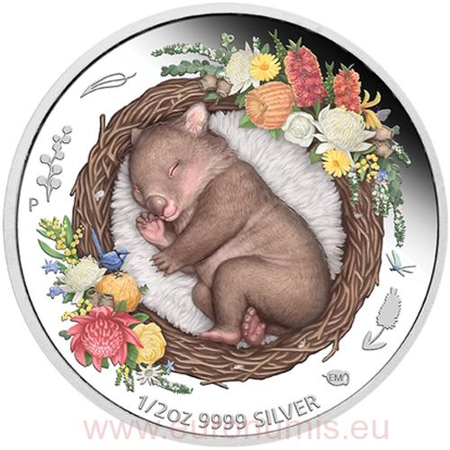 50 Cents 2021 Austrália PROOF 1/2 Oz Ag Dreaming Wombat