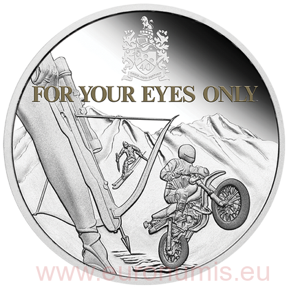 Dollar 2021 Tuvalu PROOF farbená 1 Oz Ag 007For Your Eyes Only