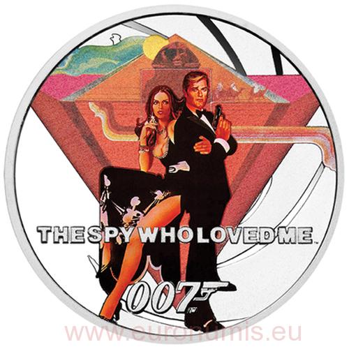 50 Cents 2021 Tuvalu PROOF farbená 1/2 Oz Ag The Spy Who Loved Me