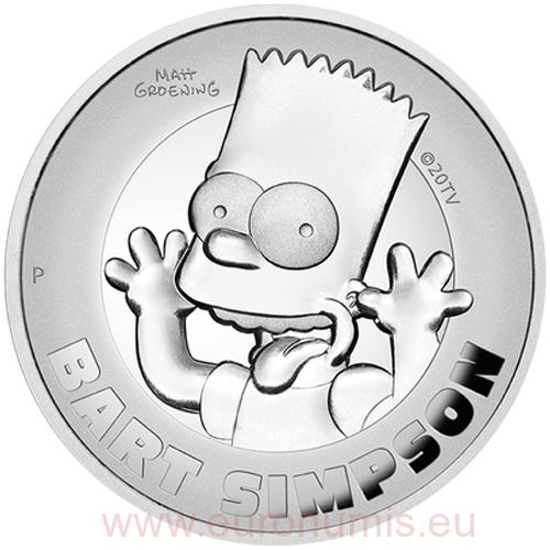 2 Dollars 2022 Tuvalu PROOF 2 Oz Ag Bart Simpson