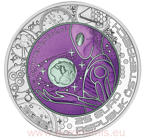 25 euro 2022 Rakúsko PROOF Niobium, Extraterrestrial Life