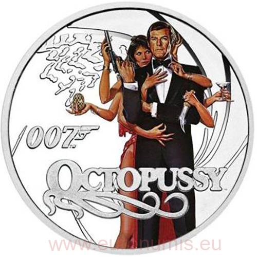 50 Cents 2022 Tuvalu PROOF farbená 1/2 Oz Ag Octopussy