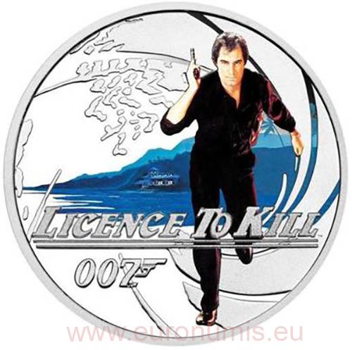 50 Cents 2022 Tuvalu PROOF farbená 1/2 Oz Ag Licence to Kill