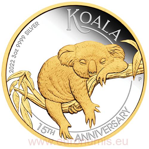 3 Dollars 2022 Austrália Proof 3 Oz Ag  Australian Koala